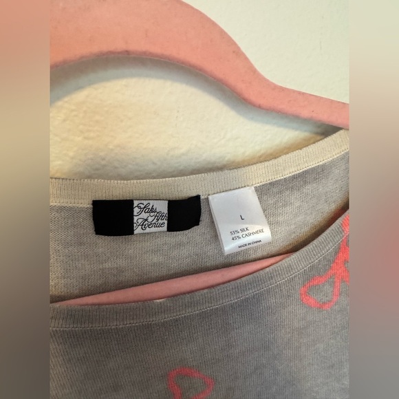 Saks Fifth Avenue Silk Cashmere Blend Sweater 3/4 Sleeve Large SEE PHOTOS - Picture 3 of 7